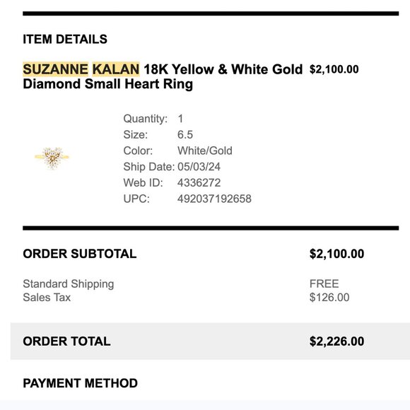 6.5 Classic Diamond Small Heart Ring Suzanne Kalan - Picture 2 of 10